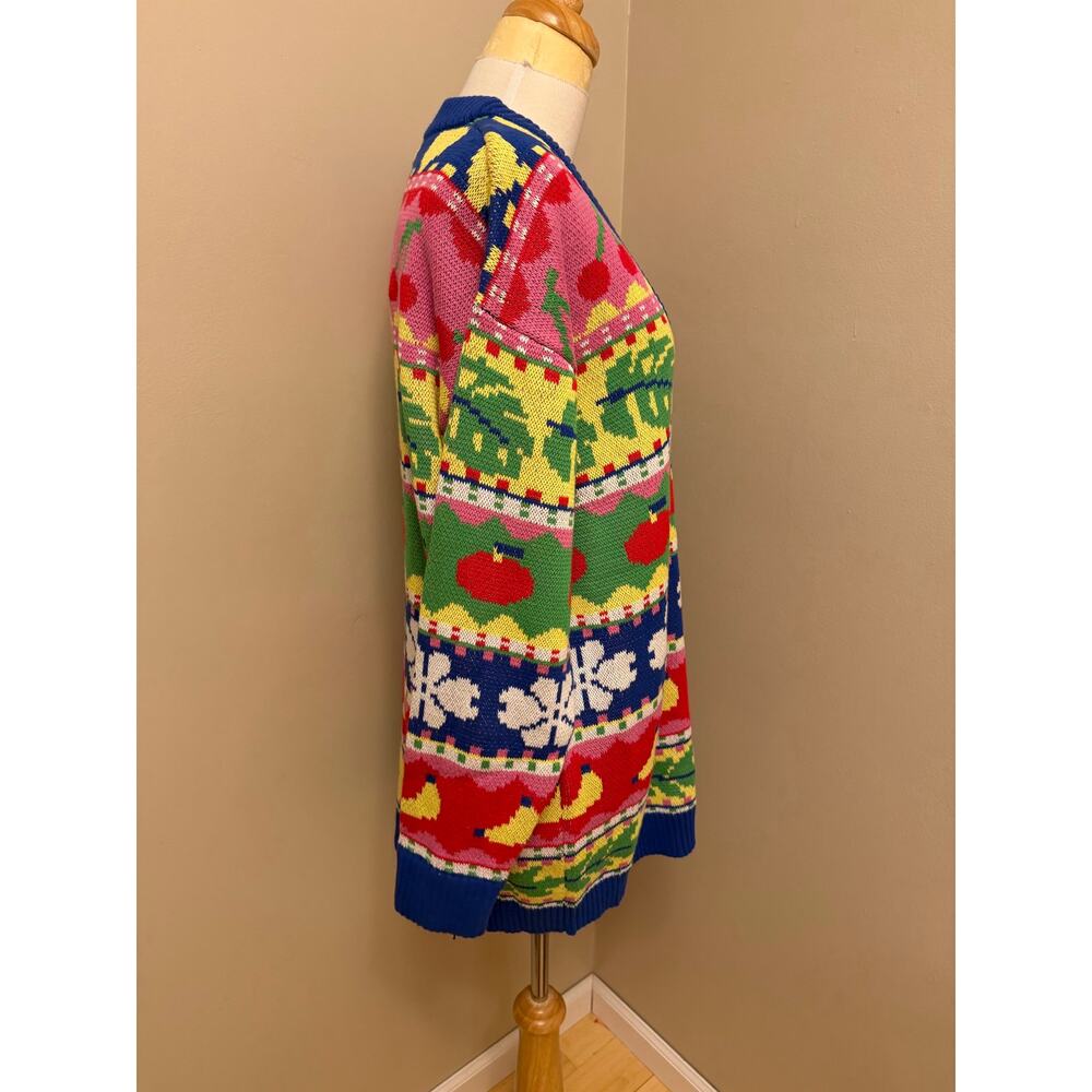 NWT FARM Rio Sweet Orchad Knit Cardigan Apples Bananas Colorful Sz S Oversized - Picture 6 of 10